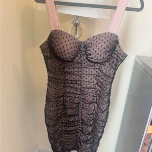 Chic Black and Pink Polka Dot Dress new without tag